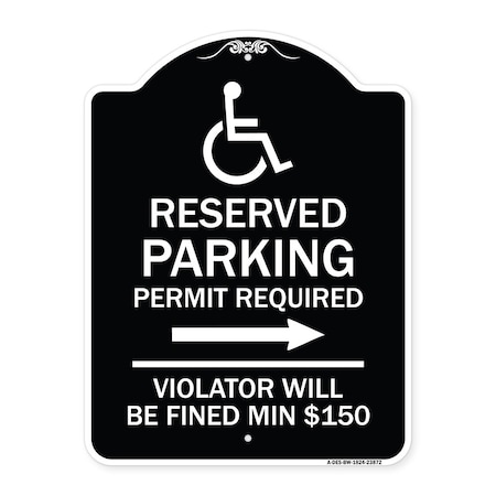 Signmission Modern Isa Connecticut Reserved Parking Permit Required Violators Fin Alum, 24" x 18", BW-1824-23872 A-DES-BW-1824-23872